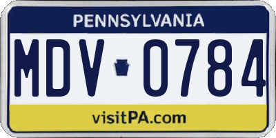 PA license plate MDV0784