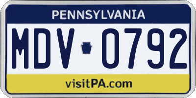 PA license plate MDV0792