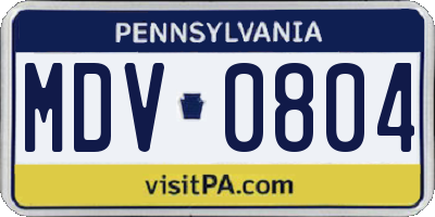 PA license plate MDV0804