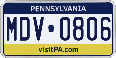 PA license plate MDV0806