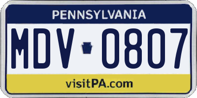 PA license plate MDV0807