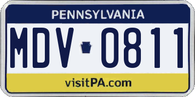 PA license plate MDV0811