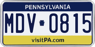 PA license plate MDV0815