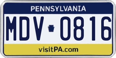 PA license plate MDV0816