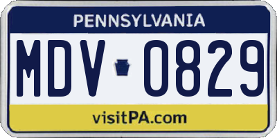 PA license plate MDV0829
