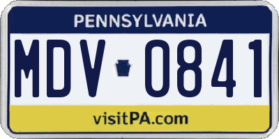 PA license plate MDV0841