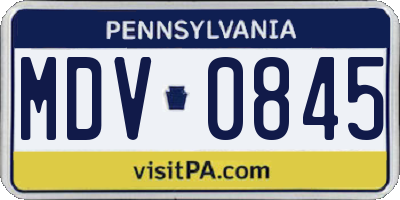 PA license plate MDV0845