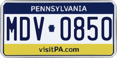 PA license plate MDV0850