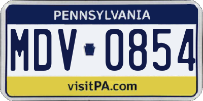 PA license plate MDV0854