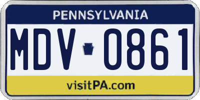 PA license plate MDV0861