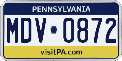 PA license plate MDV0872