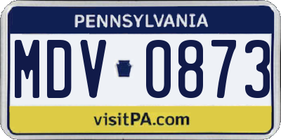 PA license plate MDV0873