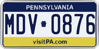 PA license plate MDV0876