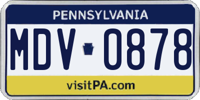 PA license plate MDV0878