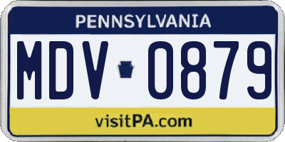 PA license plate MDV0879