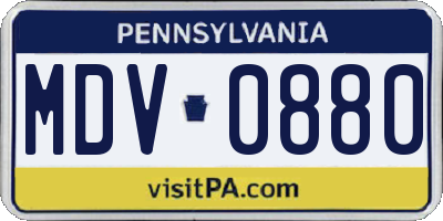 PA license plate MDV0880