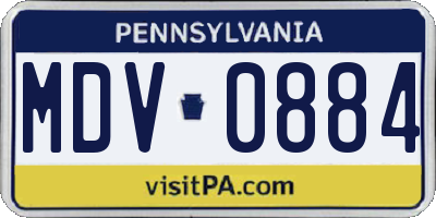 PA license plate MDV0884