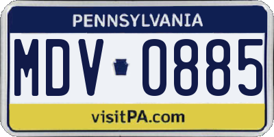 PA license plate MDV0885