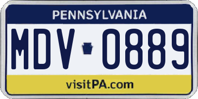 PA license plate MDV0889