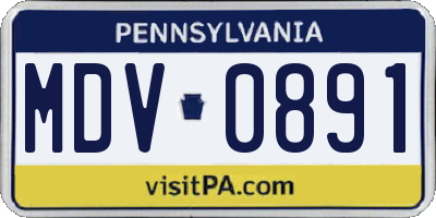 PA license plate MDV0891