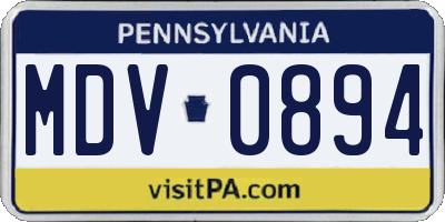 PA license plate MDV0894