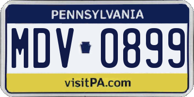 PA license plate MDV0899