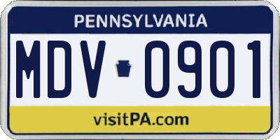 PA license plate MDV0901