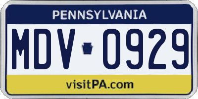PA license plate MDV0929