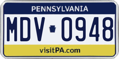 PA license plate MDV0948