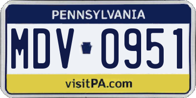 PA license plate MDV0951