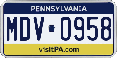 PA license plate MDV0958