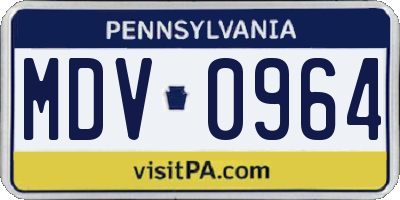 PA license plate MDV0964