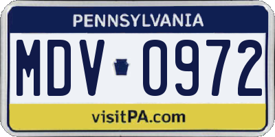 PA license plate MDV0972