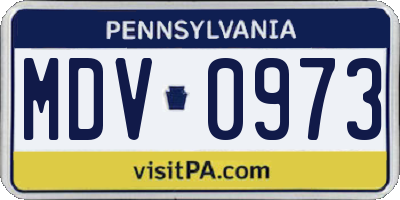 PA license plate MDV0973