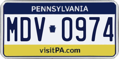 PA license plate MDV0974