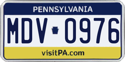 PA license plate MDV0976