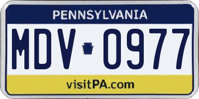 PA license plate MDV0977