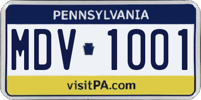 PA license plate MDV1001