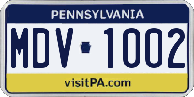 PA license plate MDV1002