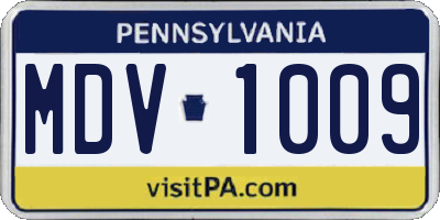 PA license plate MDV1009
