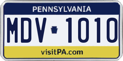 PA license plate MDV1010