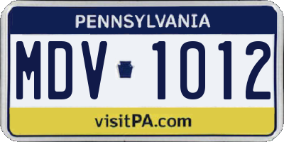 PA license plate MDV1012