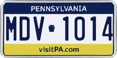 PA license plate MDV1014