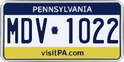 PA license plate MDV1022