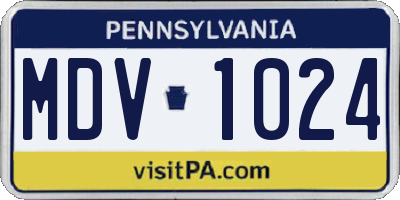 PA license plate MDV1024