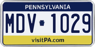 PA license plate MDV1029