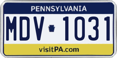 PA license plate MDV1031