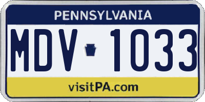 PA license plate MDV1033