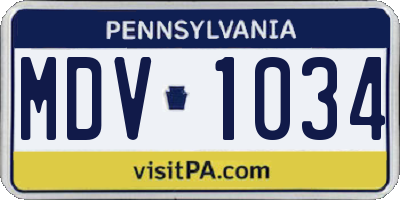 PA license plate MDV1034
