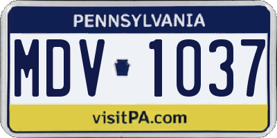 PA license plate MDV1037